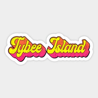 Tybee Island Georgia Laptop Bumper Typography 80's Distressed Sticker